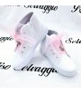 Scarpa Sneakers Bimba, Colore Bianca E Rosa, Qualità Ecopelle Tessuto E Velo, Marca Giardino D'Oro
