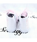 Scarpa Sneakers Bimba, Colore Bianca E Rosa, Qualità Ecopelle Tessuto E Velo, Marca Giardino D'Oro