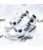 Scarpa Sneakers Bimbo, Colore Bianco Panna E Nero, Qualità Ecopelle, Marca Jin X