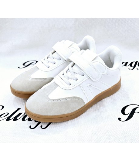 Sneakers Bimbo, Colore Bianco E Beige, Qualità Ecopelle, Marca Bacio Bacio