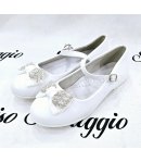 Scarpa Bambolina Bimba E Teenagers, Colore Bianco, Qualità Ecopelle E Strass, Marca Bacio Bacio