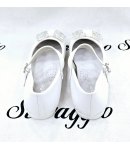 Scarpa Bambolina Bimba E Teenagers, Colore Bianco, Qualità Ecopelle E Strass, Marca Bacio Bacio
