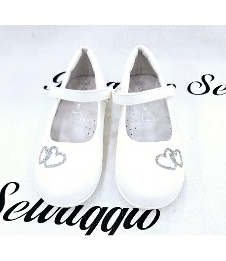 Scarpa Bambolina Bimba E Teenagers, Colore Bianco, Qualità Ecopelle, Marca Bacio Bacio