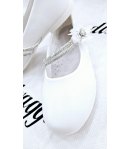 Scarpa Bambolina Bimba E Teenagers, Colore Bianco, Qualità Ecopelle E Strass, Marca Giardino D'Oro
