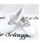 Scarpa Bambolina Bimba E Teenagers, Colore Bianco, Qualità Ecopelle E Strass, Marca Giardino D'Oro