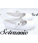 Scarpa Bambolina Bimba E Teenagers, Colore Bianco, Qualità Ecopelle E Strass, Marca Giardino D'Oro