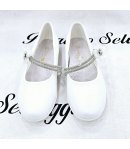 Scarpa Bambolina Bimba E Teenagers, Colore Bianco, Qualità Ecopelle E Strass, Marca Giardino D'Oro