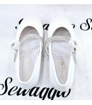 Scarpa Bambolina Bimba E Teenagers, Colore Bianco, Qualità Ecopelle E Strass, Marca Giardino D'Oro