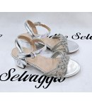 Sandalo Gioiello Bimba E Teenagers, Colore Argento, Qualità Ecopelle E Strass, Marca Bacio Bacio
