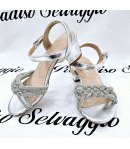 Sandalo Gioiello Bimba E Teenagers, Colore Argento, Qualità Ecopelle E Strass, Marca Bacio Bacio