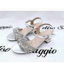 Sandalo Gioiello Bimba E Teenagers, Colore Argento, Qualità Ecopelle E Strass, Marca Bacio Bacio