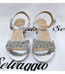 Sandalo Gioiello Bimba E Teenagers, Colore Argento, Qualità Ecopelle E Strass, Marca Bacio Bacio