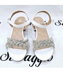 Sandalo Gioiello Bimba E Teenagers, Colore Bianco, Qualità Ecopelle E Strass, Marca Bacio Bacio