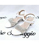 Sandalo Gioiello Bimba E Teenagers, Colore Bianco, Qualità Ecopelle E Strass, Marca Bacio Bacio
