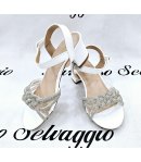 Sandalo Gioiello Bimba E Teenagers, Colore Bianco, Qualità Ecopelle E Strass, Marca Bacio Bacio