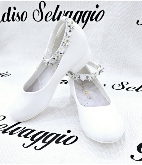 Ballerina Cerimonia Bimba E Teenagers, Colore Bianco, Qualità Ecopelle E Strass, Marca Giardino D'Oro