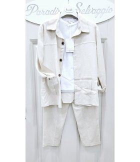 Completo Bimbo E Junior , Colore Beige Chiaro, Qualità Lino E Cotone, Marca Klaidi