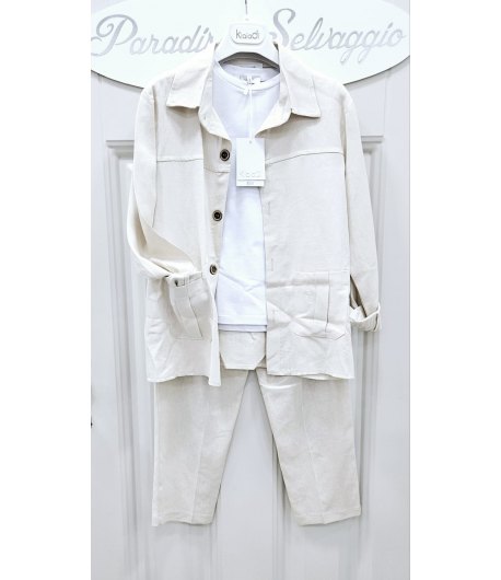 Completo Bimbo E Junior , Colore Beige Chiaro, Qualità Lino E Cotone, Marca Klaidi