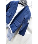 Completo Baby , Colore Blu Bianco E Bluette, Qualità Lino E Cotone, Marca Baronetto