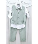 Completo Bimbo E Junior , Colore Verde Salvia, Qualità Lino E Cotone, Marca Klaiadi