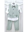Completo Bimbo E Junior , Colore Verde Salvia, Qualità Lino E Cotone, Marca Klaiadi
