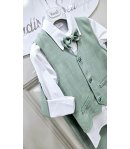 Completo Bimbo E Junior , Colore Verde Salvia, Qualità Lino E Cotone, Marca Klaiadi