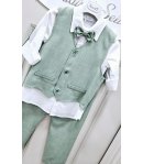 Completo Bimbo E Junior , Colore Verde Salvia, Qualità Lino E Cotone, Marca Klaiadi