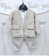 Completo Baby Casual , Colore Beige e bianco, Qualità Cotone, Marca Baronetto