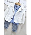 Completo Baby Casual , Colore bianco E Celeste, Qualità Cotone, Marca Nazareno Gabrielli