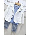 Completo Baby Casual , Colore bianco E Celeste, Qualità Cotone, Marca Nazareno Gabrielli