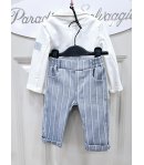 Completo Baby Casual , Colore bianco E Celeste, Qualità Cotone, Marca Nazareno Gabrielli