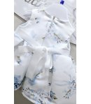 Abitino Baby E Neonata , Colore bianco E Celeste, Qualità Poliviscon Semi Lucido, Marca Mini Kiss