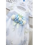 Abitino Baby , Colore bianco Celeste E Verde Acqua, Qualità Poliviscon, Marca Mini Kiss