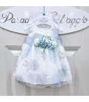 Abitino Baby , Colore bianco Celeste E Verde Acqua, Qualità Poliviscon, Marca Mini Kiss