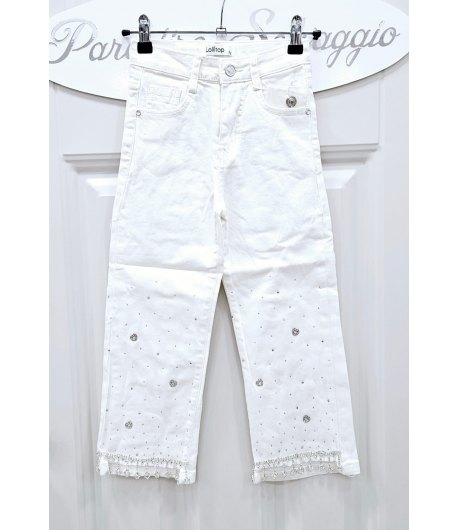 Jeans Bimba E Teenagers , Colore Bianco, Qualità Cotone Elasticizzato, Marca Lolli