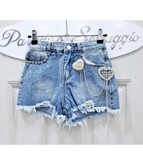 Short Bimba E Teenagers , Colore Jeans, Qualità Cotone Elasticizzato, Marca Lolli
