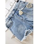 Short Bimba E Teenagers , Colore Jeans, Qualità Cotone Elasticizzato, Marca Lolli