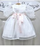 Abitino Baby Cerimonia E Battesimo , Colore Bianco E Rosa, Qualità Viscosa E Poliestere, Marca Klaiadi