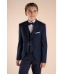 Completo Bambino e Ragazzo Blu Brillantinato, 5 Pezzi Elegante, Marca Nazareno Gabrielli