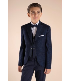 Completo Bambino e Ragazzo Blu Brillantinato, 5 Pezzi Elegante, Marca Nazareno Gabrielli
