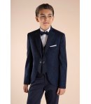 Completo Bambino e Ragazzo Blu Brillantinato, 5 Pezzi Elegante, Marca Nazareno Gabrielli