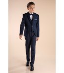 Completo Bambino e Ragazzo Blu Brillantinato, 5 Pezzi Elegante, Marca Nazareno Gabrielli