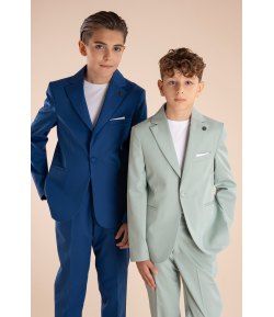 Completo Bambino e Ragazzo Blu Brillantinato, 5 Pezzi Elegante, Marca Nazareno Gabrielli