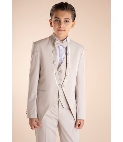 Completo Cerimonia Modello Principe Bambino e Ragazzo Beige, 5 Pezzi, Marca Nazareno Gabrielli