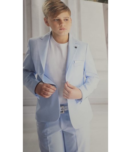 Completo Bambino e Ragazzo Blu Brillantinato, 5 Pezzi Elegante, Marca Nazareno Gabrielli