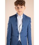 Completo Bambino e Ragazzo Celeste Brillantinato, 5 Pezzi Elegante, Marca Nazareno Gabrielli