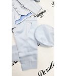 Abito Cerimonia e Battesimo Neonato Celeste Polvere 6 Pezzi con Giacca Damascata e Coppola, Nazareno Gabrielli