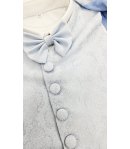 Abito Cerimonia e Battesimo Neonato Celeste Polvere 6 Pezzi con Giacca Damascata e Coppola, Nazareno Gabrielli