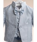 Abito Cerimonia e Battesimo Neonato Celeste Polvere 6 Pezzi con Giacca Damascata e Coppola, Nazareno Gabrielli