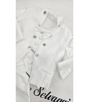 Abito Cerimonia e Battesimo Neonato Panna in Tecno Raso 6 Pezzi con Giacca Imperatore e Gilet Damascato, Nazareno Gabrielli